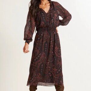 Evereve Paisley long sleeve dress M